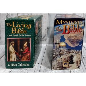 Vintage Bible Set of 12 VHS! The Living Bible 1-6 & A&E Mystery of the Bible 1-6